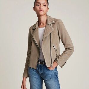 AllSaints Dalby Suede Biker Jacket Size US 8